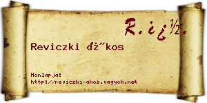 Reviczki Ákos névjegykártya