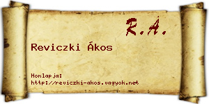 Reviczki Ákos névjegykártya